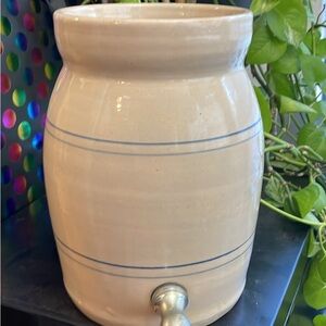 Vintage Stone Water Dispenser with Blue Stripes